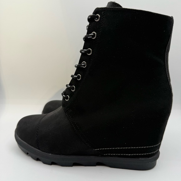 Serra Wedge Black Lace Up Ankle Boots with Hidden Wedge Heel Size 9 - Picture 4 of 16